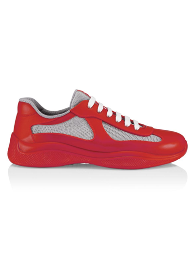Shop Prada Men's America's Cup Icon Soft Sneakers In Rosso