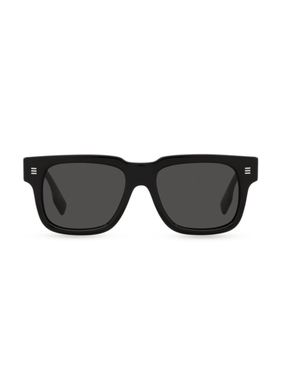 Shop Burberry Men's 54mm Square Sunglasses In Black