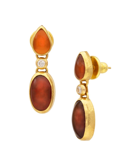Shop Gurhan Women's Rune Ooak 24k Yellow Gold, Opal & 0.044 Tcw Diamond Drop Earrings
