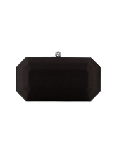 Shop Tyler Ellis Women's Perry Clutch Small Satin With Silver Hardware In Black Diamond