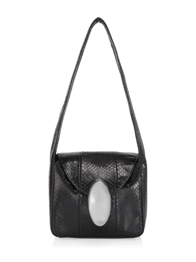 Shop Alexander Wang Women's Small Dome Snakeskin Hobo Bag In Black