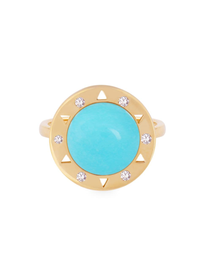 Shop Rosmundo Women's Dolce Vita 18k Gold, Diamond & Turquoise Ring In Yellow Gold