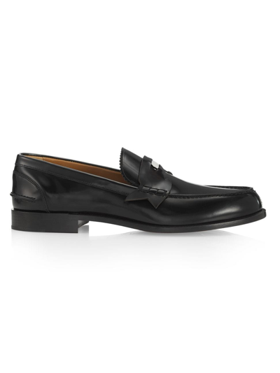 Shop Christian Louboutin Men's Penny Leather Loafers In Black