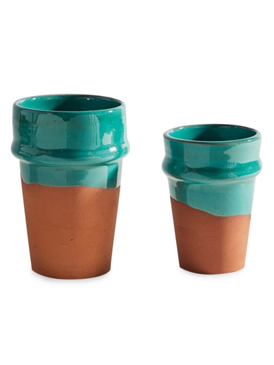 Shop Verve Culture Moroccan Beldi Ceramic Cups In Bright Blue