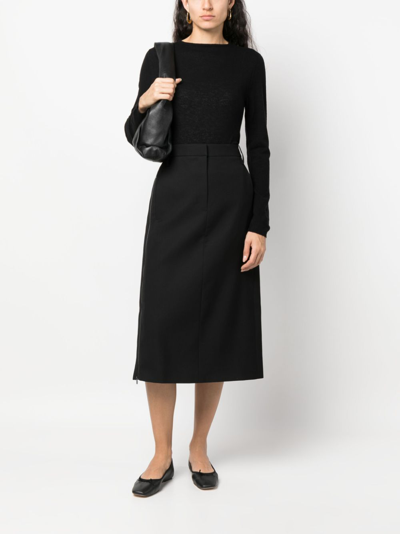 Tibi Long-sleeved Jersey T-shirt In Black