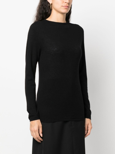Tibi Long-sleeved Jersey T-shirt In Black