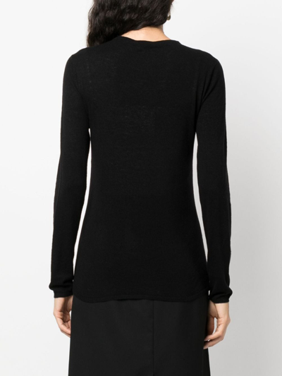 Shop Tibi Long-sleeved Jersey T-shirt In Black