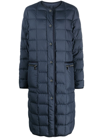 Shop Moncler Faisan Long Down Jacket In Blue