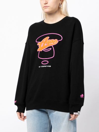 Shop Aape By A Bathing Ape Logo-embroidered Cotton Sweatshirt In Black