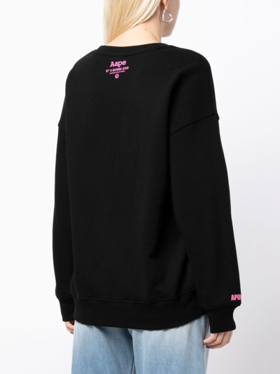 Shop Aape By A Bathing Ape Logo-embroidered Cotton Sweatshirt In Black