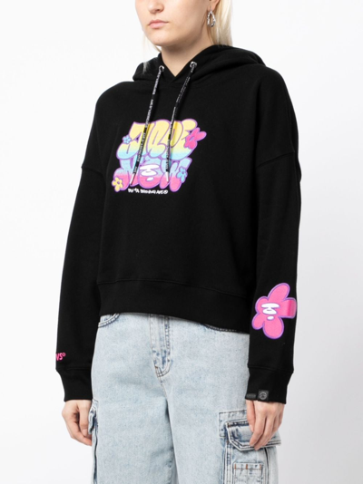 Shop Aape By A Bathing Ape Embroidered Cotton Hoodie In Black