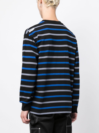 Shop Aape By A Bathing Ape Striped Long-sleeved T-shirt In Black