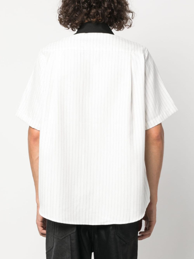 Shop Rhude Logo-embroidered Striped Shirt In White