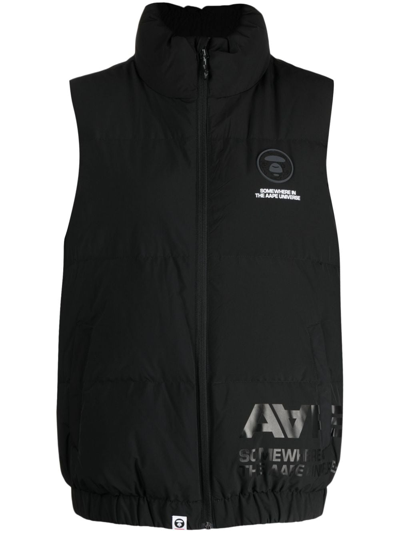 Shop Aape By A Bathing Ape Funnel-neck Padded Gilet In Black