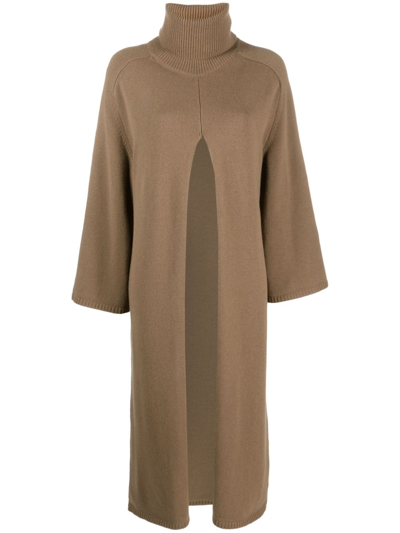 Shop Joseph Viviane Fine-knit Merino Wool Dress In Brown