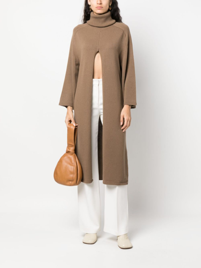 Shop Joseph Viviane Fine-knit Merino Wool Dress In Brown