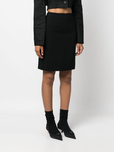 Pre-owned Dior 2000s  Pencil Wool Skirt In Black