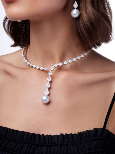 Shop Yoko London 18kt White Gold South Sea Pearl And Diamond Necklace In 7