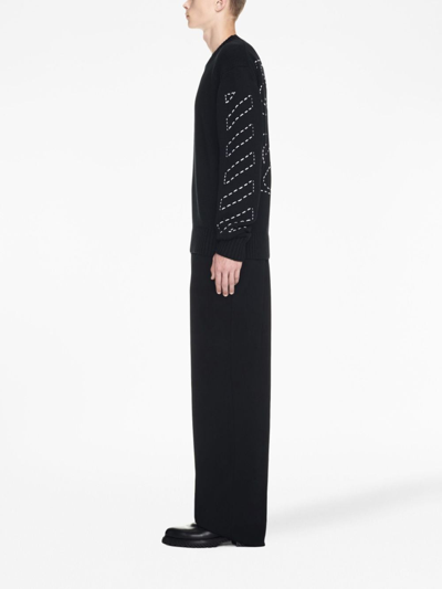 Off-white Regular Fit Jersey With Distinctive Logo And Textured Detailing In Black