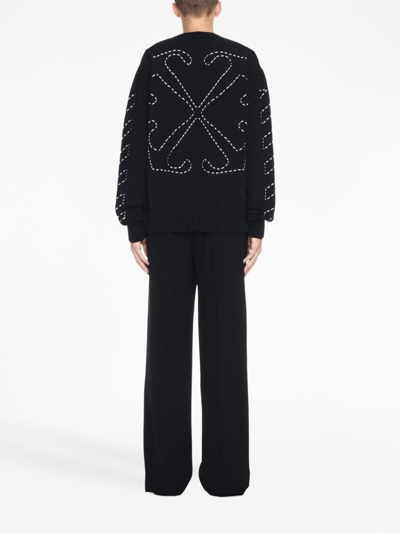 Shop Off-white Arrows-embroidery Crew-neck Jumper In Black