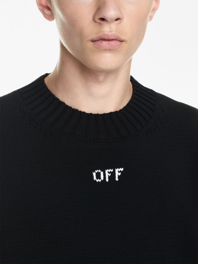 Shop Off-white Arrows-embroidery Crew-neck Jumper In Black