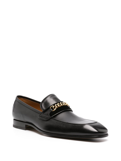Shop Tom Ford Baily Square-toe Leather Loafers In Black