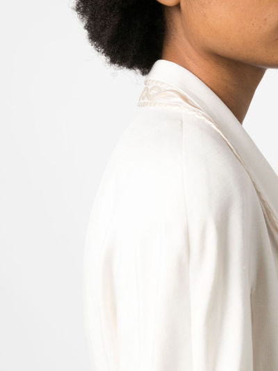 Pre-owned Dior 1990s  Trimmed Detail Shawl Lapels Blazer In Neutrals