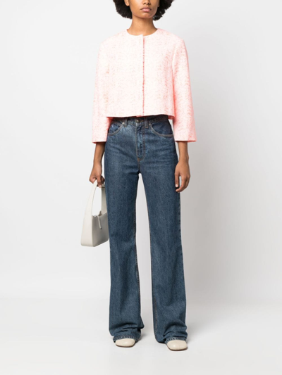Pre-owned Dior 2010s Collarless Bouclé Cropped Jacket In Orange