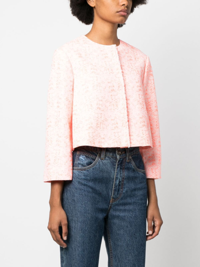 Pre-owned Dior 2010s Collarless Bouclé Cropped Jacket In Orange