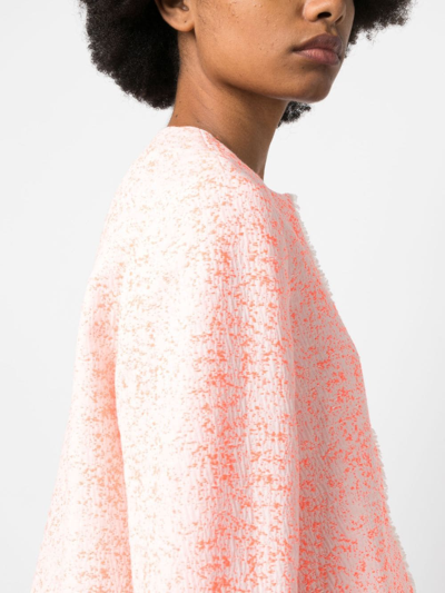 Pre-owned Dior 2010s Collarless Bouclé Cropped Jacket In Orange