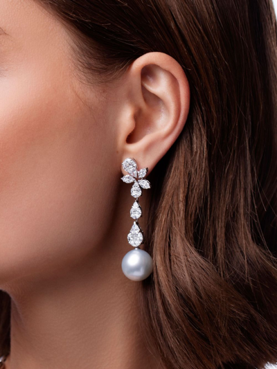 Shop Yoko London 18kt White Gold South Sea Pearl And Diamond Earrings In 7