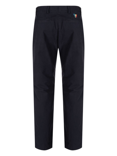 Shop Ps By Paul Smith Zebra-patch Chino Trousers In Blue