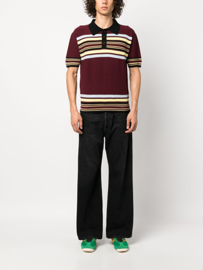 Wales Bonner Mens Red Blue And Yellow Wander Striped Regular-fit Wool-blend Polo Shirt In Red