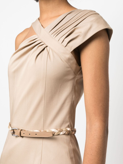 Pre-owned Dior 2010s  Pleated Single-shoulder Dress In Neutrals