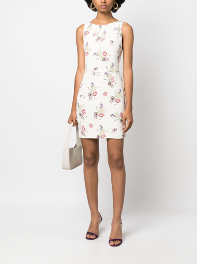 Pre-owned Dior 2010s  Floral Silk Minidress In Neutrals
