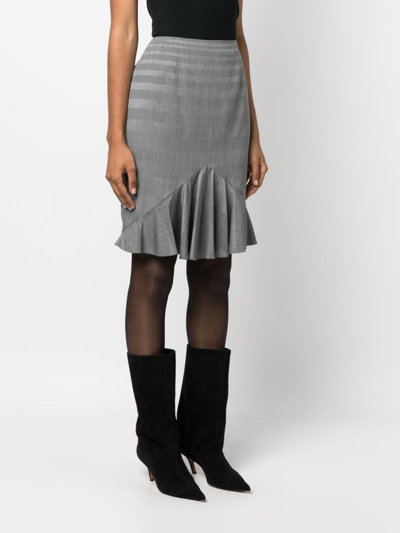Pre-owned Dior 1990s  Ruffled Hem Miniskirt In Grey