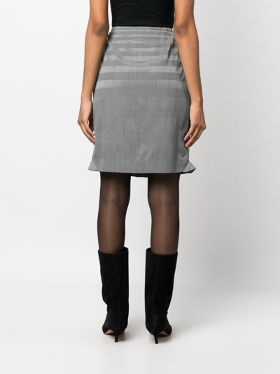 Pre-owned Dior 1990s  Ruffled Hem Miniskirt In Grey