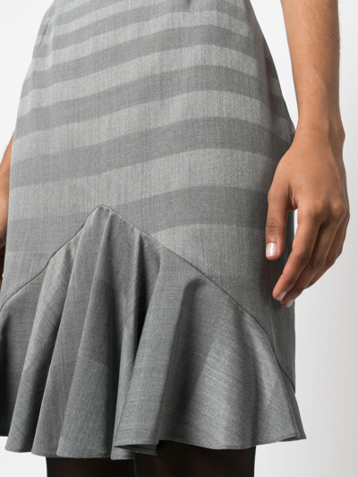 Pre-owned Dior 1990s  Ruffled Hem Miniskirt In Grey