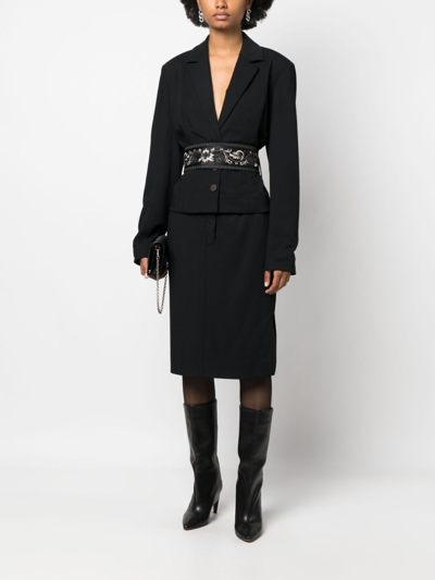 Pre-owned Dior 2000s  Belted Skirt Suit In Black