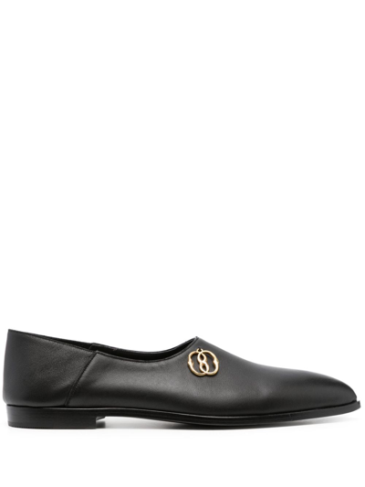 Bally Emblem Leather Balllerina Shoes In Black