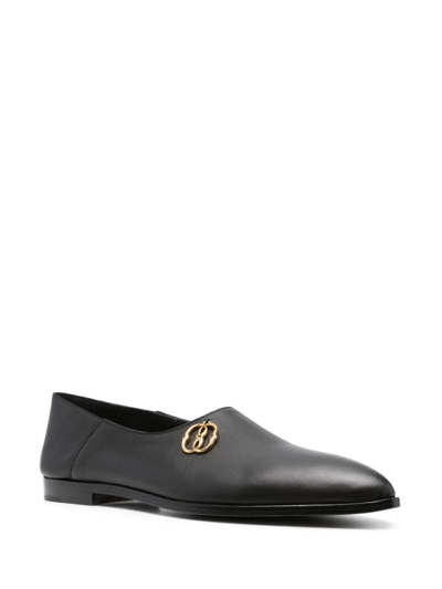 Bally Emblem Leather Balllerina Shoes In Black
