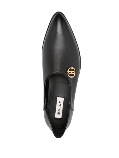 Bally Emblem Leather Balllerina Shoes In Black