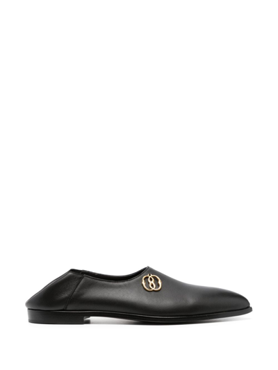 Bally Emblem Leather Balllerina Shoes In Black
