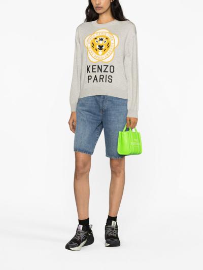 Kenzo Tiger Academy Wool And Cotton Sweater In Grey