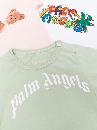Shop Palm Angels Logo-print Cotton Body (pack Of Three) In Pink