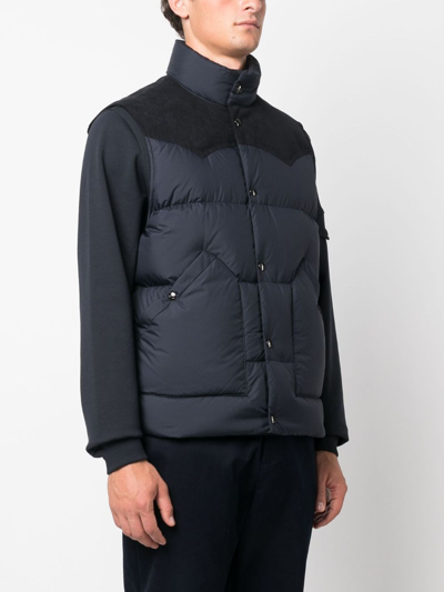 Shop Woolrich Contrasting-panel Padded Vest In Blue