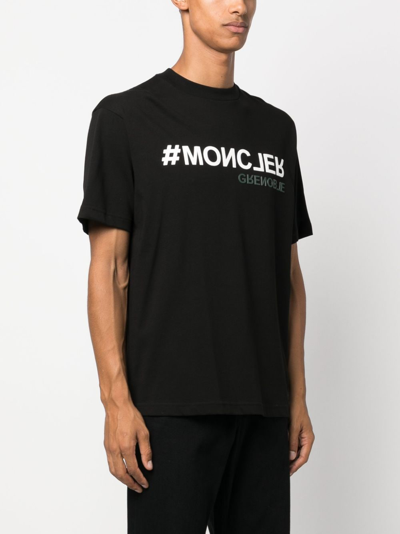 Shop Moncler Day-namic Logo-print Cotton T-shirt In Black