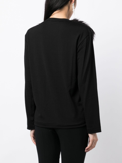 Shop Comme Des Garçons Fur-detailing Long-sleeve T-shirt In Black