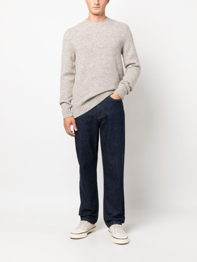 Apc Crew-neck Wool-blend Jumper In Neutrals