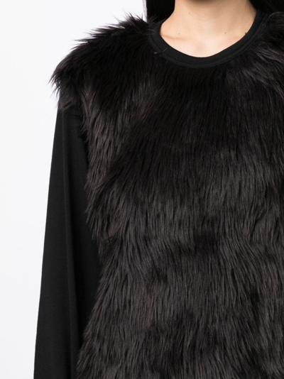 Shop Comme Des Garçons Fur-detailing Long-sleeve T-shirt In Black